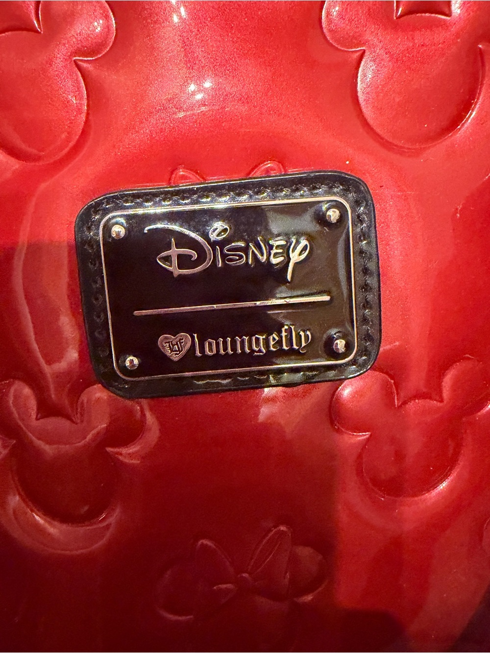Loungefly Red and Black Minnie & Mickey Patent Dome Satchel - Picture 4 of 7
